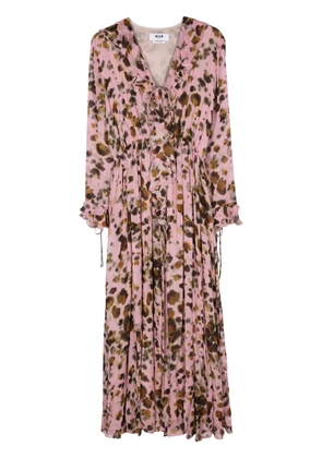 MSGM abstract-print ruffle-detailing dress - Pink