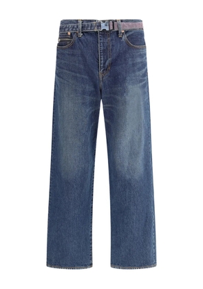 sacai belted zip-pocket jeans - Blue