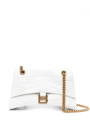 Balenciaga small Crush crocodile-embossed shoulder bag - White