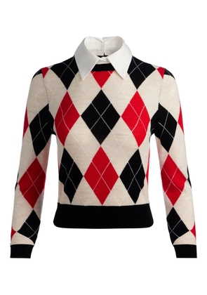 alice + olivia Carolann argyle-pattern sweater - Neutrals