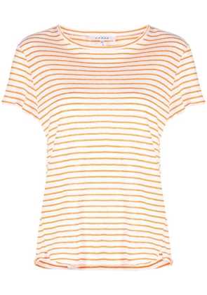 FRAME striped organic-linen T-shirt - Neutrals