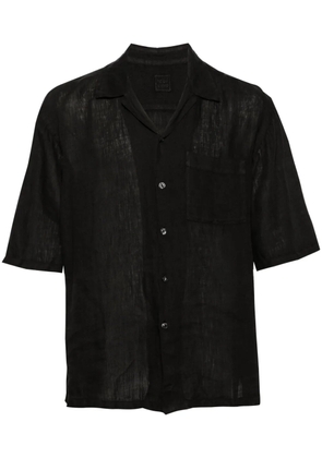 120% Lino camp-collar linen shirt - Black