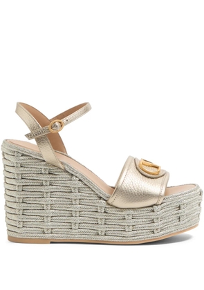 Valentino Garavani 120mm VLogo Signature wedge sandals - Neutrals