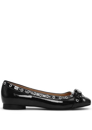 GANNI eyelet-detail bow ballerina shoes - Black