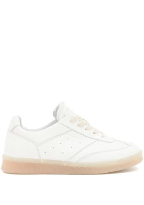 MM6 Maison Margiela stitch-logo leather sneakers - White