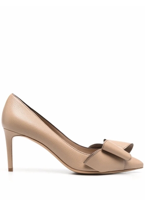 Ferragamo 80mm Double Bow leather pumps - Brown