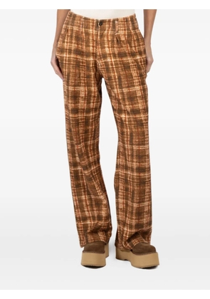 R13 pleated checked pants - Brown