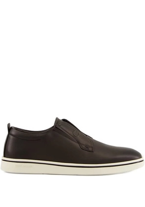 Ferragamo Gancini-detail leather slip-on sneakers - Brown