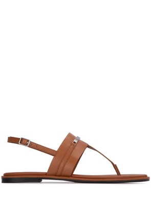 Calvin Klein plaque leather sandals - Brown