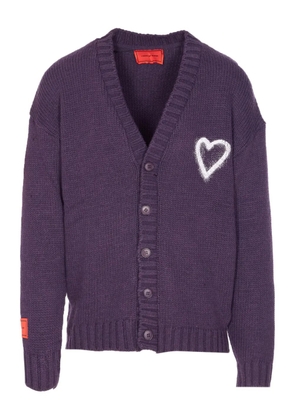 Vision Of Super heart-embroidered button cardigan - Purple