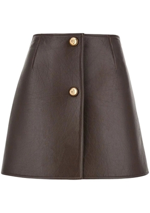 Ferragamo A-line leather mini skirt - Brown