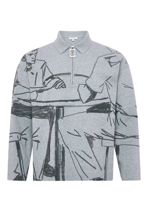 JW Anderson half-zip illustration sweatshirt - Grey