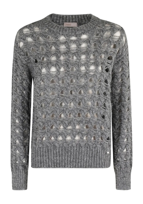 Herno geometric-cutout crew-neck sweater - Grey