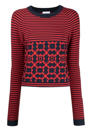 Ferragamo striped Gancini long-sleeve top - Red