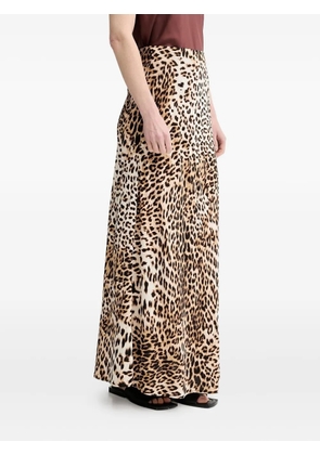 Gestuz leopard-print midi straight skirt - Brown