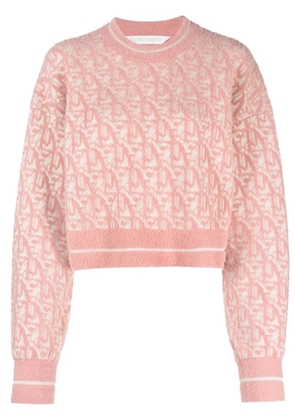 Palm Angels monogram-jacquard cropped jumper - Neutrals