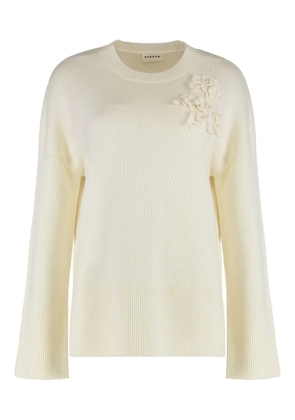 P.A.R.O.S.H. floral-appliqué bell-sleeve sweater - Neutrals