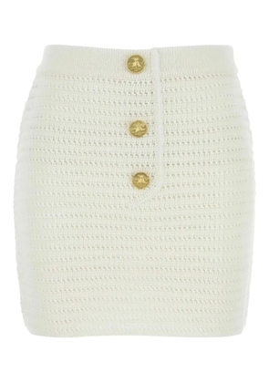 Le Kasha crochet button-embellishment mini skirt - White