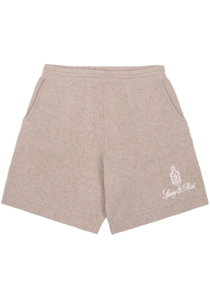 Sporty & Rich Vendome logo-embroidered cashmere shorts - Neutrals