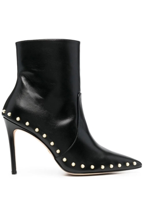 Stuart Weitzman pearl-detail 110mm leather boots - Black
