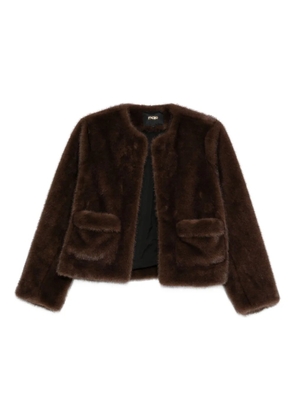 Maje flap-pocket faux-fur jacket - Brown