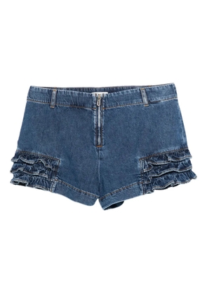 SANDRO ruffled denim shorts - Blue