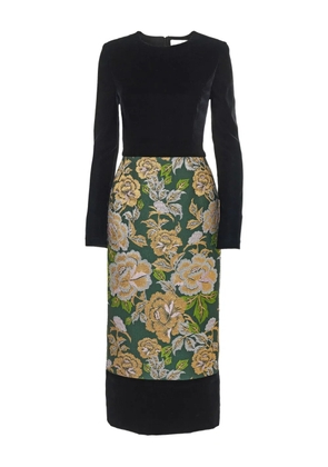 Carolina Herrera floral-jacquard panelled midi dress - Green