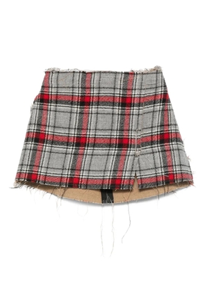 R13 plaid frayed mini skirt - Grey