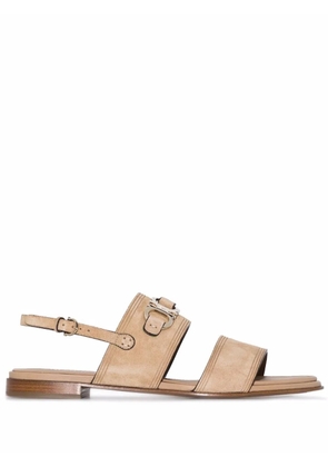 Ferragamo Gancini-plaque suede sandals - Neutrals