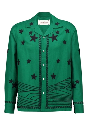 Baziszt embroidered-stars shirt - Green