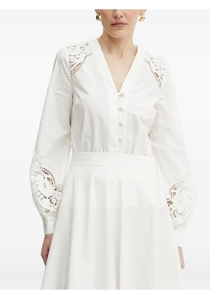 TWINSET lace-insert V-neck top - White