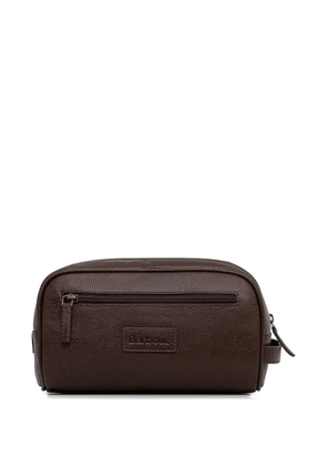 Barbour leather wash bag - Brown