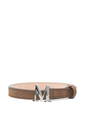 Max Mara logo-buckle suede belt - Brown