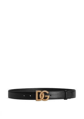 Dolce & Gabbana logo-plaque leather belt - Black