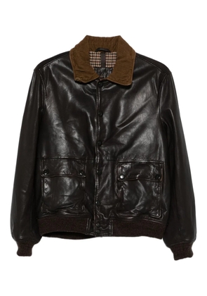 The Jackie Leathers corduroy-collar leather jacket - Brown