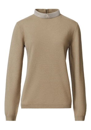 Fabiana Filippi crystal-embellished mock-neck jumper - Brown