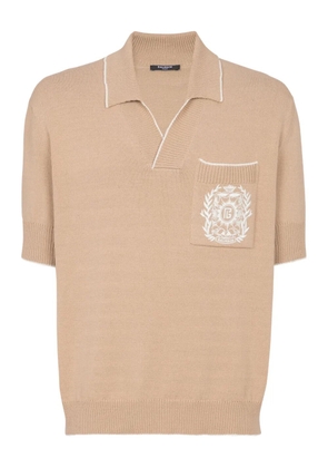 Balmain embroidered polo shirt - Neutrals
