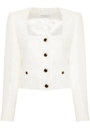 Alessandra Rich sequin-design tweed jacket - White