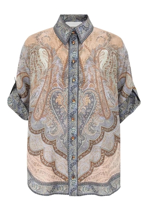 ZIMMERMANN Wanderlust short-sleeve tapestry shirt - Neutrals
