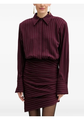 Retrofete Narine pinstripe point-collar dress - Red