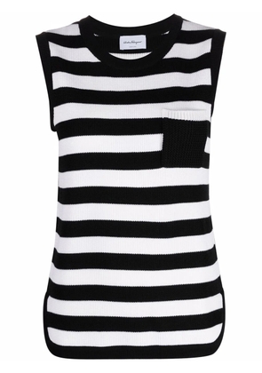 Ferragamo stripe-pattern virgin-wool vest - Black