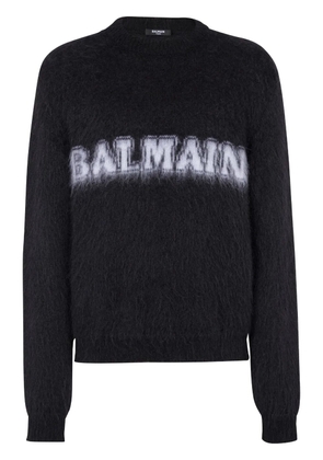 Balmain logo-print brushed-finish jumper - Black