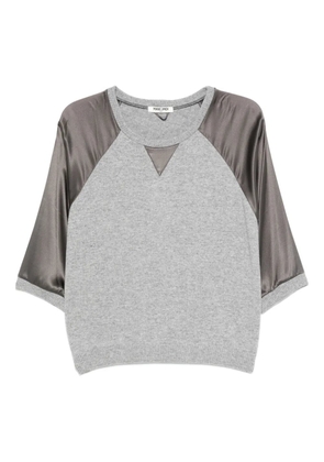 Max & Moi raglan-sleeve satin-panel T-shirt - Grey