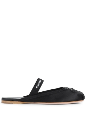 Miu Miu leather flat mules - Black