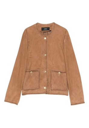 Arma suede round-neck jacket - Neutrals