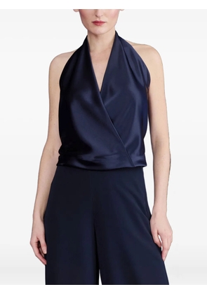 Talbot Runhof halterneck satin blouse - Blue