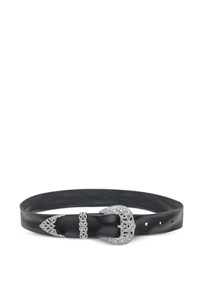 Orciani crystal-embellished leather belt - Black