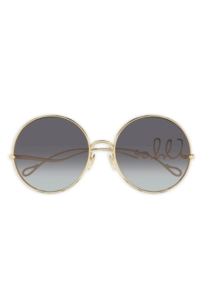 Chloé Eyewear logo-lettering round-frame sunglasses - Gold