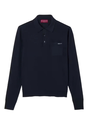 Gucci long-sleeve logo polo shirt - Black