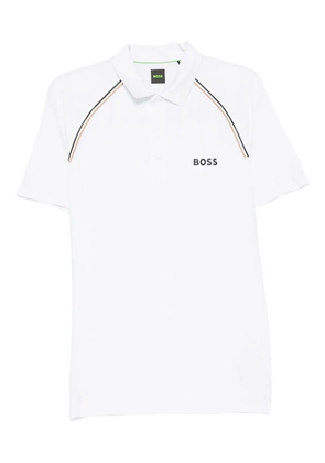 BOSS logo striped polo shirt - White